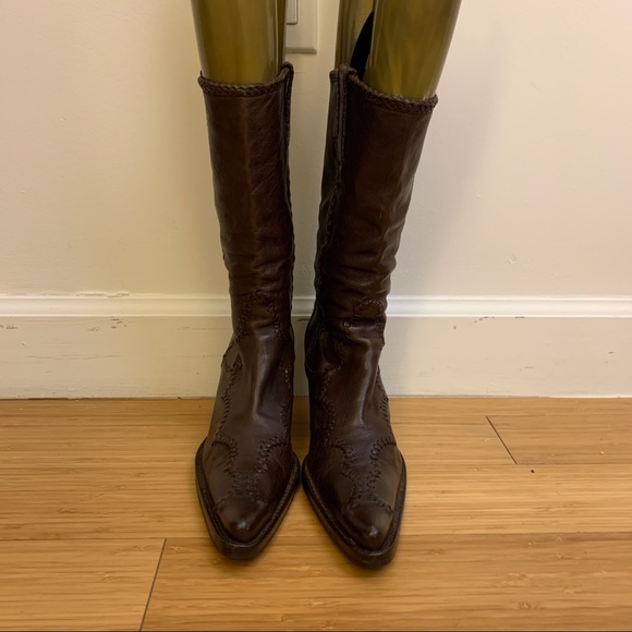 Sartore embroidered brown leather boots - Picture 1 of 8